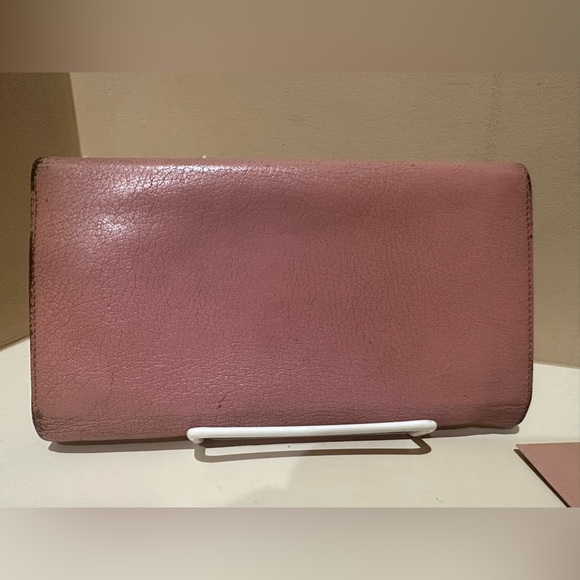 MiuMiu Bubblegum Pink Long Leather Double Snap Wallet W/original cards - Picture 13 of 14